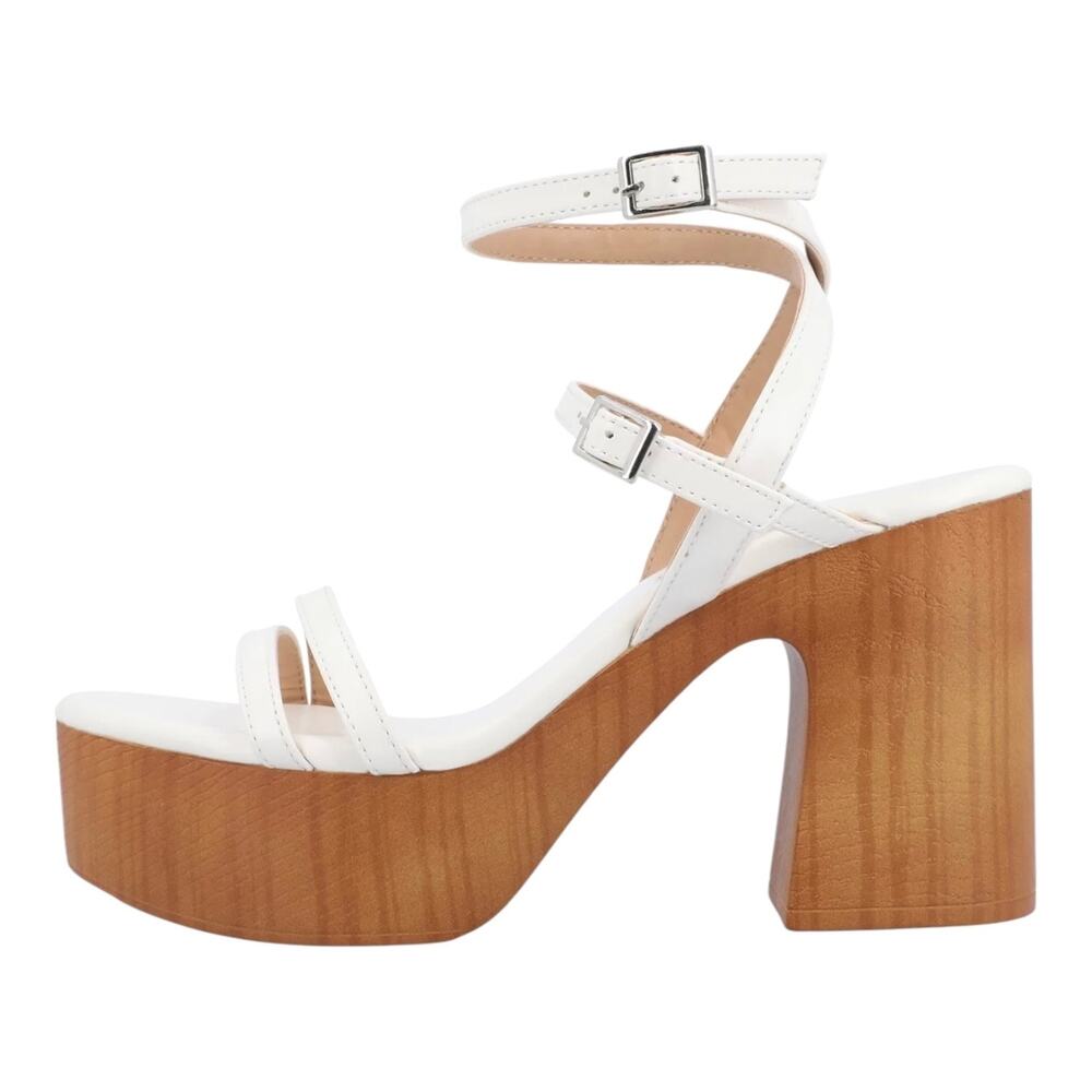 Journee Women's Emerynn Platform Sandals White Size 8 1/2 - Picture 2 of 5